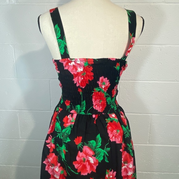 Voodoo Vixen Floral Black & Red Floral Swing Dress - Picture 2 of 10